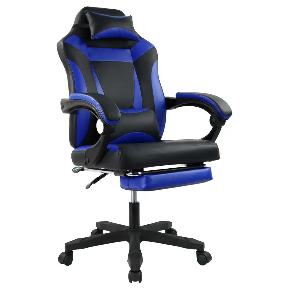 KKTONER Ergonomic Gaming Chair for E-Sport Racing Computer Swivel Height Adjustable with Armrest High Back Headrest and Lumbar Support (Blue)