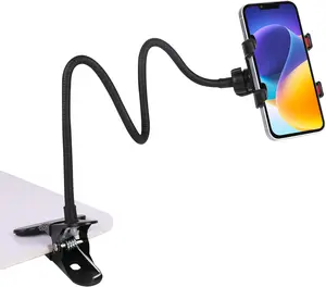 Phone Holder for Bed,Clip On Phone Holder for Desk,Universal Lazy Bracket,360 Degree Rotation Flexible Long Arm Cell Phone Stand with Clamp for Kitchen,Office,for All 4-7” Cellphone