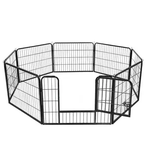 SuperDealUsa 16-Panel Modular Open Wire Dog Playpen - Powder-Coated, Rust-Proof, Easy Setup, Configurable Foldable Design, Secure Playpen Gate for Indoor & Outdoor Use, Playpen Gate Playpens