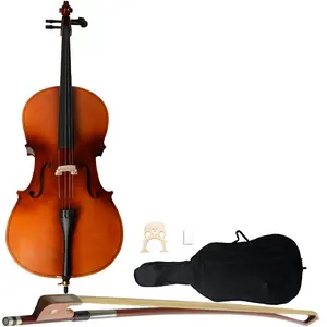 Flower Dance Adult Size 4/4 Acoustic Cello Complete Set, Solid Wood Color, Padded Soft Bag with Adjustable Backpack Straps, Bow, Free Rosin (Summer Labor Day Weekend Last Chance)