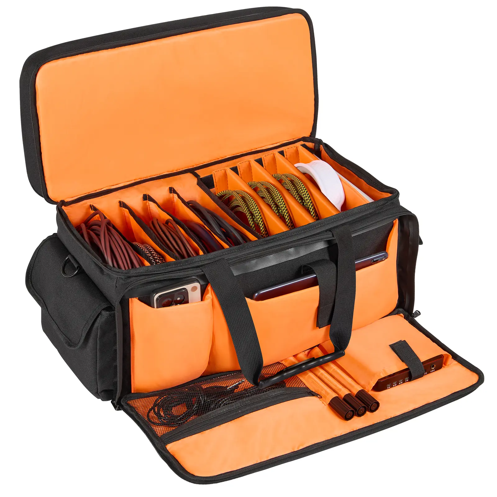 Spring new arrivals DJ Cable File Bag, 1200D Oxford Fabric, DJ Gig Bag with 9 Detachable Divider 4.92 ft Padded Shoulder Strap Plastic Bottom Pad, 23.6 x 11.8 x 12.7 in DJ Wire Bag for DJ Gear Musical Accessories