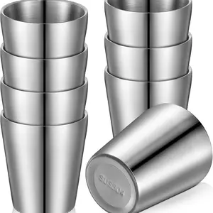5pcs Stainless Steel Insulated Tumbler Cups 10oz 300ml Double Wall Vacuum Insulated Metal Mugs for Hot & Cold Drinks, Camping, Office, Party,   BBQ - Dishwasher Safe,  Stackable,  Durable & High-Quality