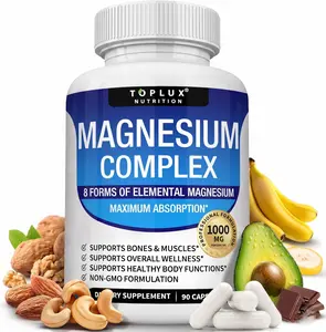 8 in 1 Full Spectrum Magnesium Complex Supplement 1000mg Chelated Magnesium Glycinate Citrate Malate Taurate for Maximum Absorption Muscle Recovery Bone Health Joint Support Sleep Calm Energy Relief Vegan Non GMO 90 Capsules
