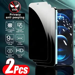 Privacy Screen Protector Set for iPhone 11 to 17 Pro Max, 2 Pieces, Tempered Glass, Enhanced Privacy, Compatible with Apple
