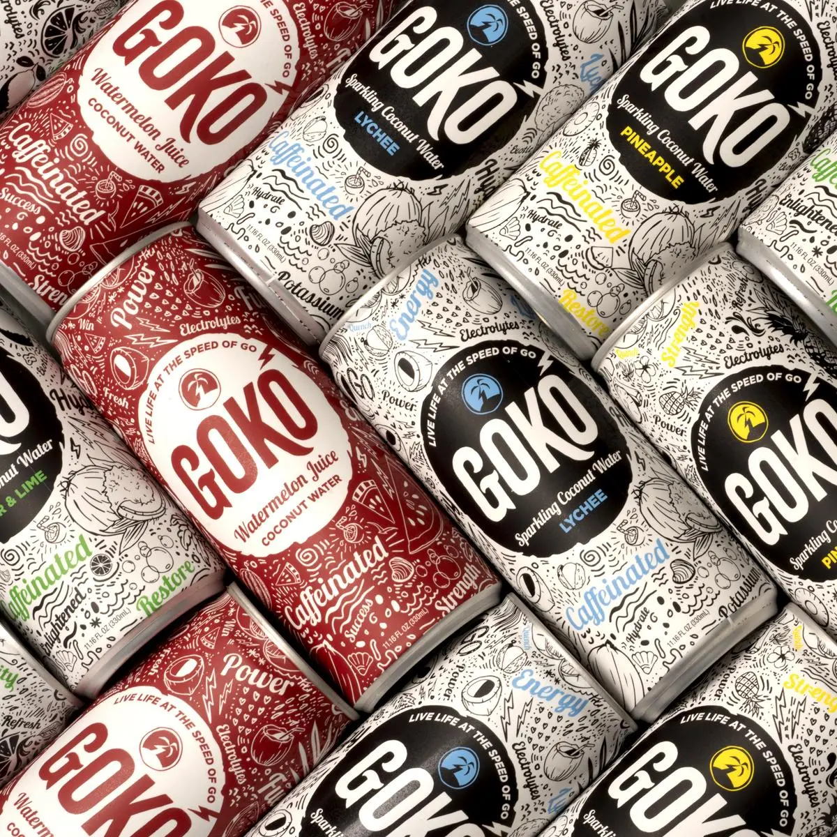 Goko - Sparkling Caffeinated Coconut Water Energy Drink - 95mg