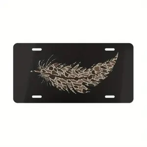 Leopard Feather on Black License Plate Old School Camo Hunting Aluminum Vanity Tag