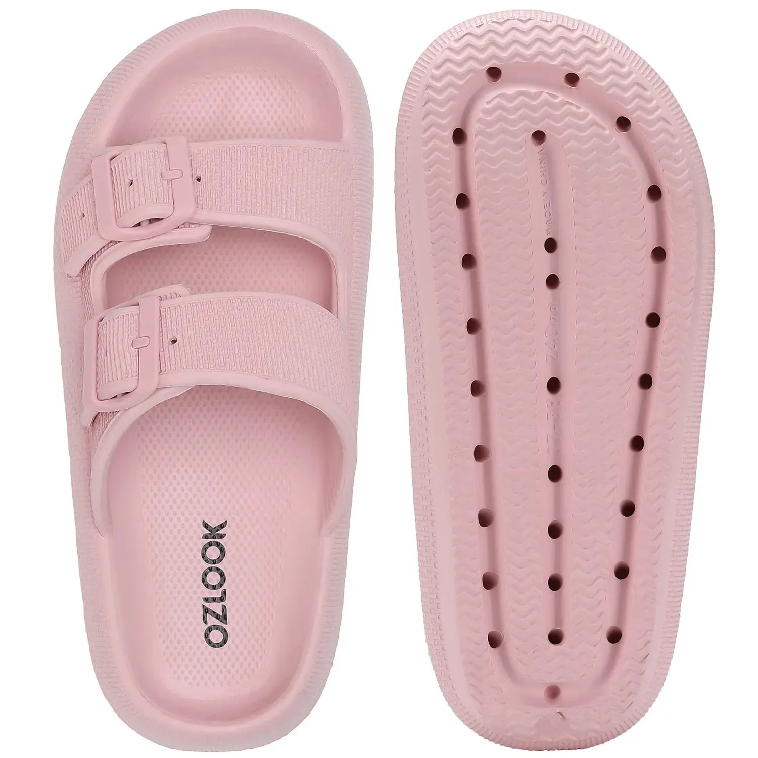 Women's Slip On Polypropylene Sandals with Adjustable Double Buckle - Cushioned Thick Sole, Lightweight Anti-Slip Indoor & Outdoor, Women's Sandals, Sandals Women, Slides For Women