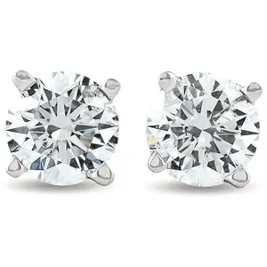 1.25 ct Solitaire Diamond Stud 4 Prong Earrings 14K White Gold Enhanced