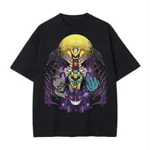 Ghost Type Vintage Gym Tee | Dark Monster Anime Graphic T-Shirt | Retro Pocket Monster Streetwear Shirt | Unisex Oversized Workout Tee | Anime Fan Gift