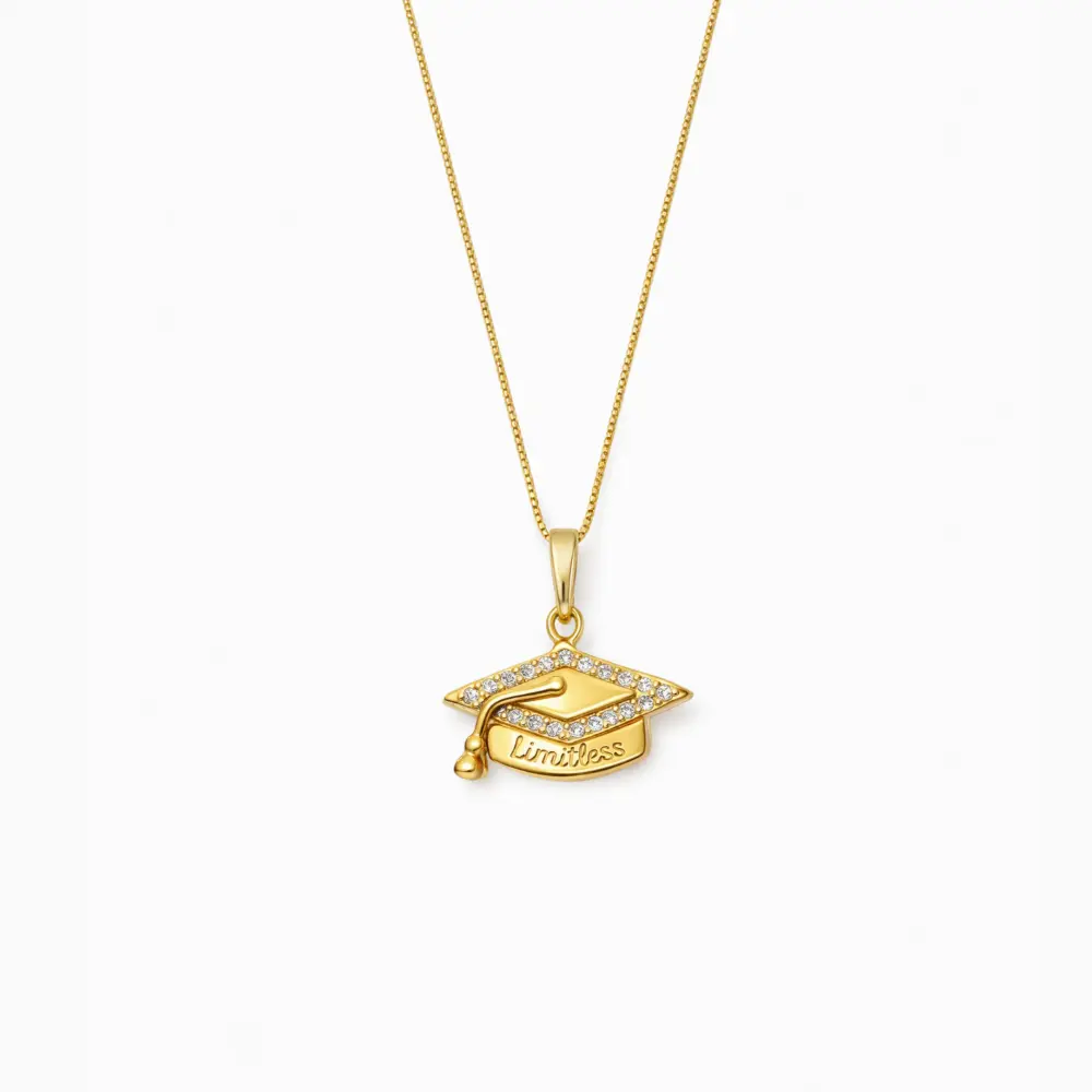 Graduation Cap Necklace Gift for Her (Class of 2026 “Limitless” Pendant)