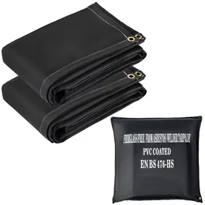 2-Pack Welding Fire Blankets For Safe Handling And Drills, 8' X 10' Fire Suppression Blanket, 1022°F Flame Retardant Fiberglass Emergency Blanket, Black Color, Heavy Duty Construction With 12 Brass Grommets