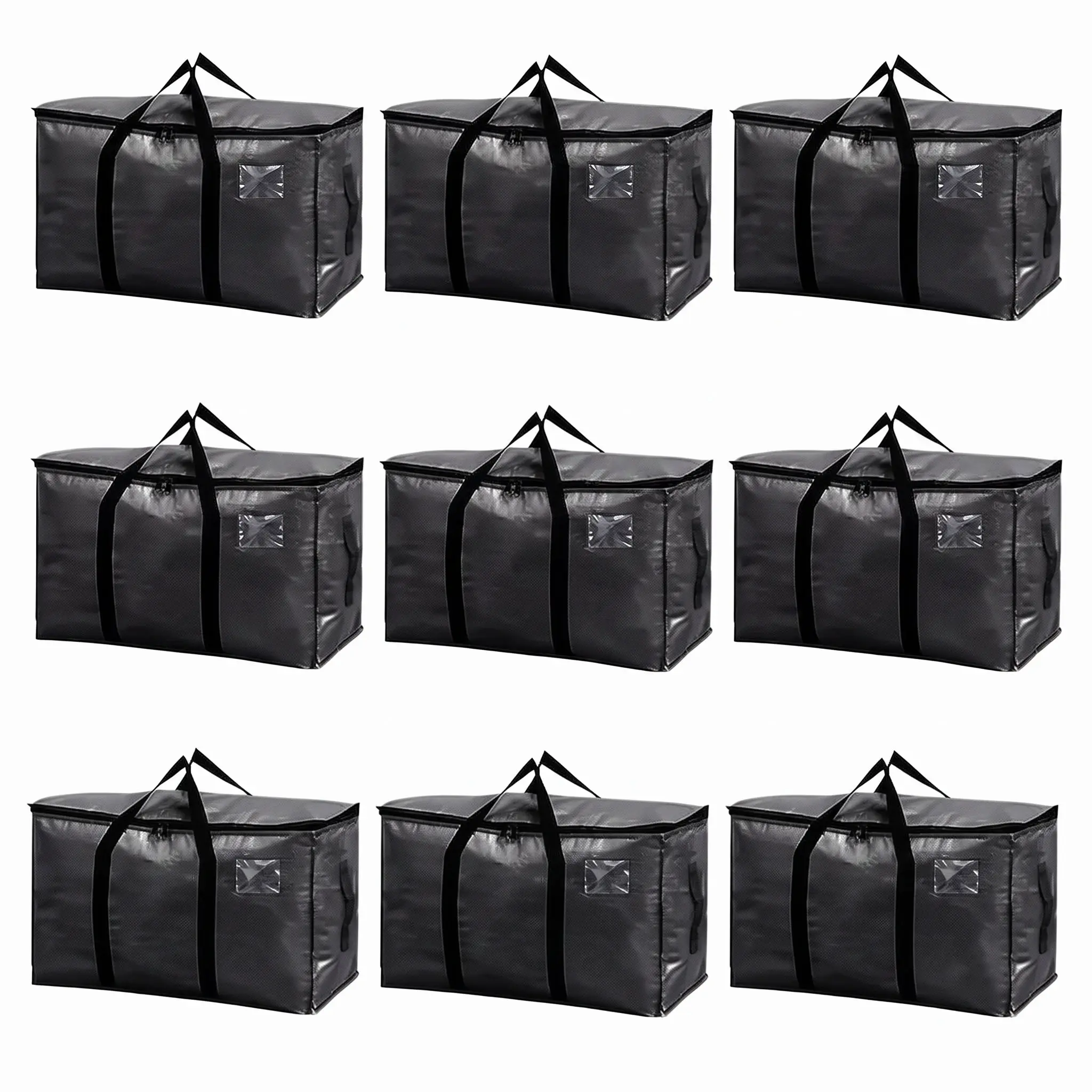 6 Pack Moving Bags with Full-Open Side Zipper, Extra Large 93L Heavy Duty Waterproof Foldable Storage Totes for College Dorm, Moving & Home Organization