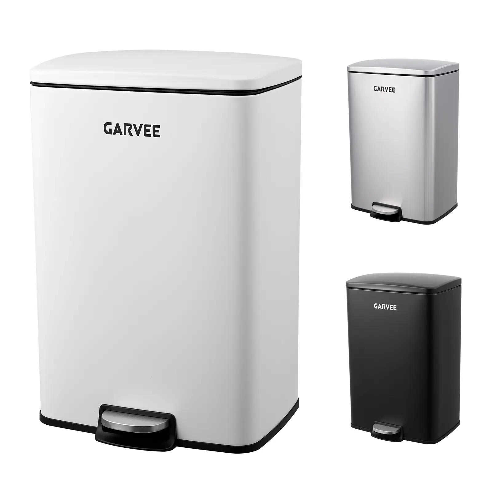 50L/13 Gallon Step-On Trash Can, Silver Stainless Steel Kitchen Garbage Bin, Pet-Proof Design with Soft-Close Lid and Removable Inner Bucket, Ideal for Home, Office & Garage