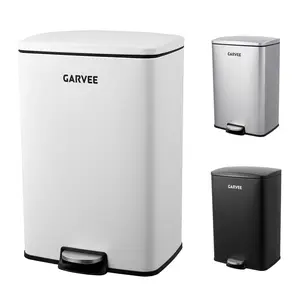 50L 13 Gallon Step-On Kitchen Trash Can, Heavy-Duty Silver Stainless Steel Garbage Bin, Pet-Proof Structure, Quiet Soft-Close Lid & Removable Inner Bucket, Multi-Purpose Waste Container for Home, Office, Garage, Size: 42×36.8×63cm