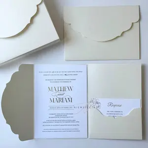 10pcs Set Tri-Fold Pocket Wedding Invitation Envelopes, Simple Design for Engagements & Special Occasions, Perfect for Quinceañeras & Christenings