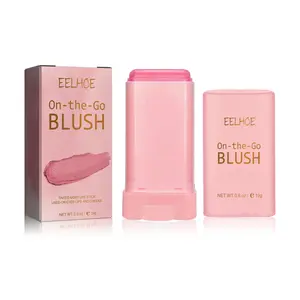 EELHOE Blush Stick, Brightening Primer Solid Contouring Natural Nude Makeup Waterproof Lightweight Multi-Functional Blush Stick Blusher Matte Blend