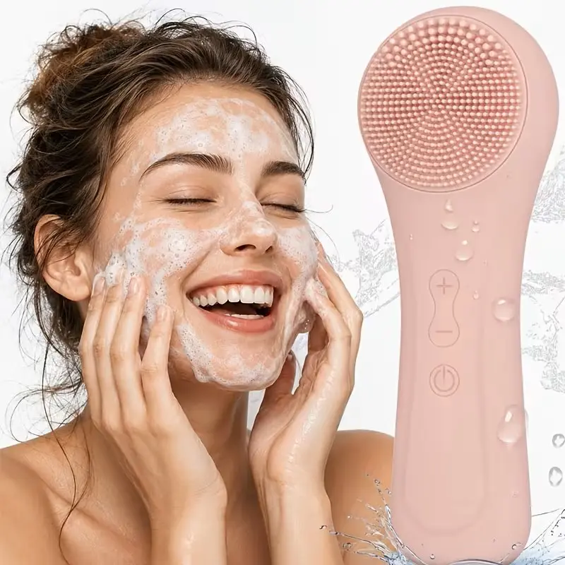 2-in-1 Sonic Facial Cleansing Brush & Massager, Waterproof with Adjustable Vibration, Lightweight Skincare Tool with Ergonomic Handle for Relaxing Massage, Self-Care Gift