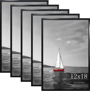 12x18 Poster Frame Set of 5, Black Picture Frames for Wall Mounting Vertically or Horizontally, Gallery Wall Frame