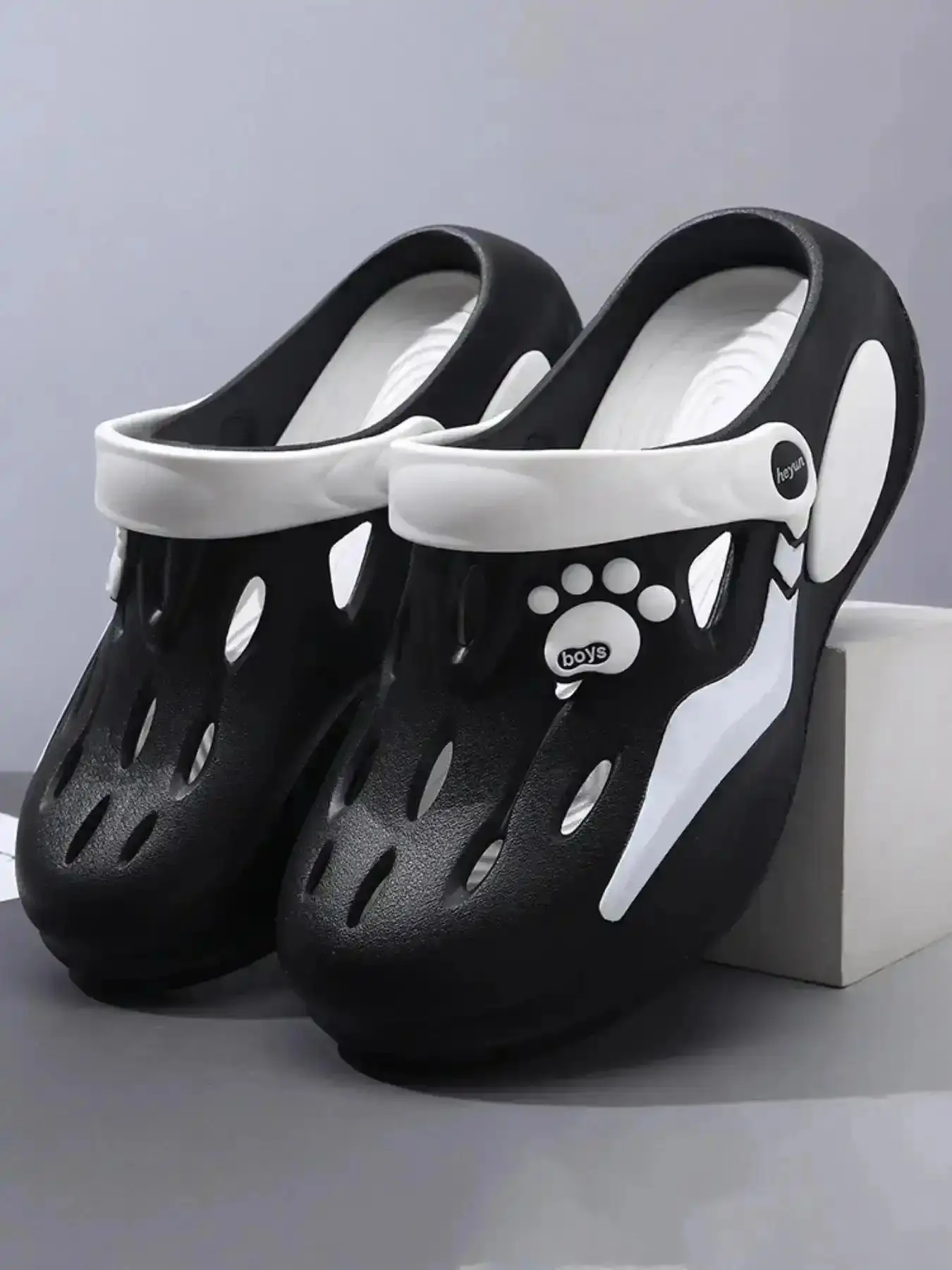 Men's Colorblock Paw Design Vented Clogs Casual Comfortable Breathable Non-slip Fashionable Shoes for Indoor Outdoor Wear Men Style Gentlemen Comfort Versatile Trendy Quality Smooth Chic Lightweight Classic Dress