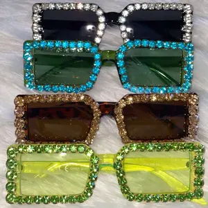 Iconic Sunnies Rectangle Rhinestone Sunglasses UV 400 Protection sunglass uv400 luxury black uv protection lens fashion accessory