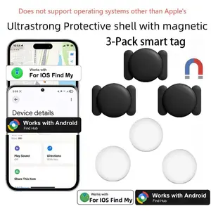3-Piece Dual System Global Tracker for iOS/android, Magnetic Case, No Monthly Fee, Rechargeable Battery, Ideal for Cars, Bikes, Luggage
