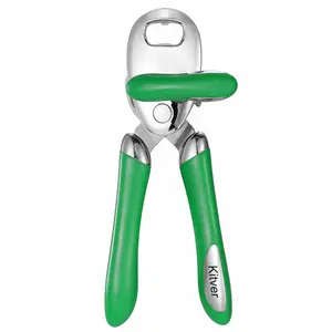 Multi-function Manual Can Opener Bottle Opener, Oversized Hand-held Easy Rotary Knob, Safe Cut Can Opener with Non-Slip Handle, Smoother Cut Sharp Blade for Seniors Kitchen Tool, GREEN
