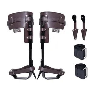 VEVOR Tree Climbing Spikes, 1 Pair Alloy Steel Climbing Spurs, 350lbs Load Capacity Arborist Gear with Straps & Spike Protectors, for Tree Exploration, Hunting, Brown