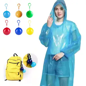 2pcs Portable Disposable Emergency Raincoats Keychain, Rain Poncho In A Ball For Traveling Hiking Fishing Camping, Outdoor Sports Raincoat