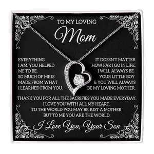 To My Loving Mom Gift from Son - Forever Love Necklace with Meaningful Messages Card Inside, Unique Gift Ideas for Mom