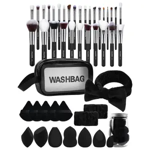 Professional Makeup Brush Set with Storage Bag & Puffs & Headband & Wristbands & Sponges & Sponge Box, 47pcs/set Makeup Tools for Women & Girls
