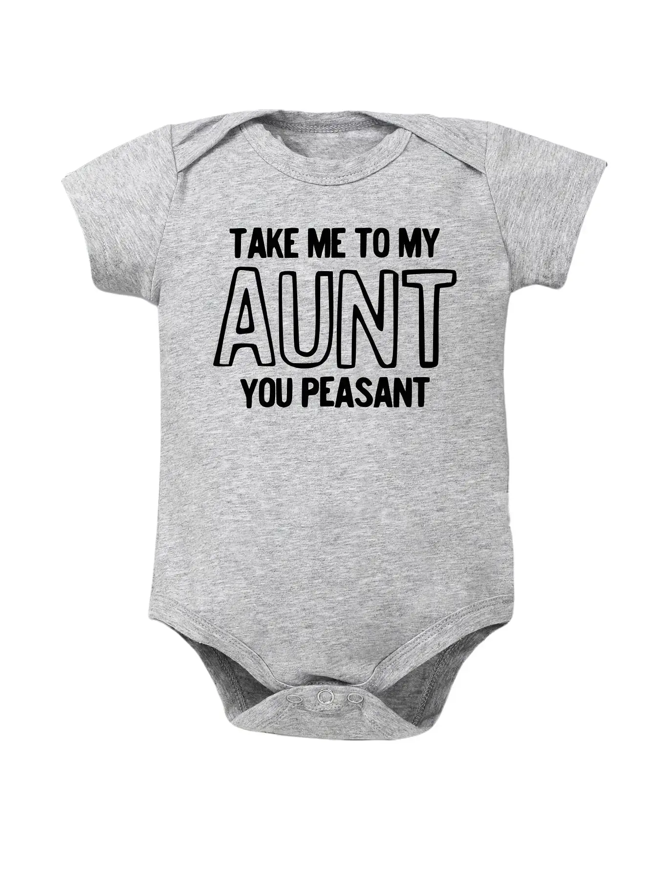 Unisex Fitted Cotton Short-Sleeve Baby Onesie Bodysuit - Fun Themed Bodysuits with Playful "Take Me To My Aunt My Uncle You Peasant" Slogan, Aunt-Theme Infant Outfit, Baby Shower Gift, Baby Clothes