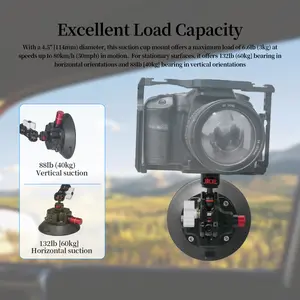 Fifield 4.5in Camera Suction Cup Phone Mount with Ball Head Magic Arm, Quick Release Car Mount for Action Camera Phone DJI Insta360, Air Pump Vacuum Suction Cup, 1/4" 3/8" ARRI Holes