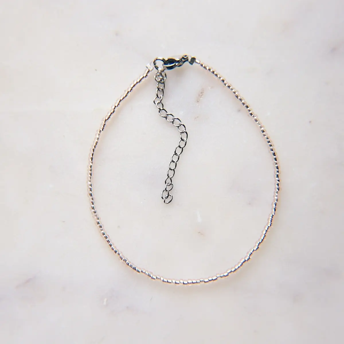 Rose gold seed beaded anklet