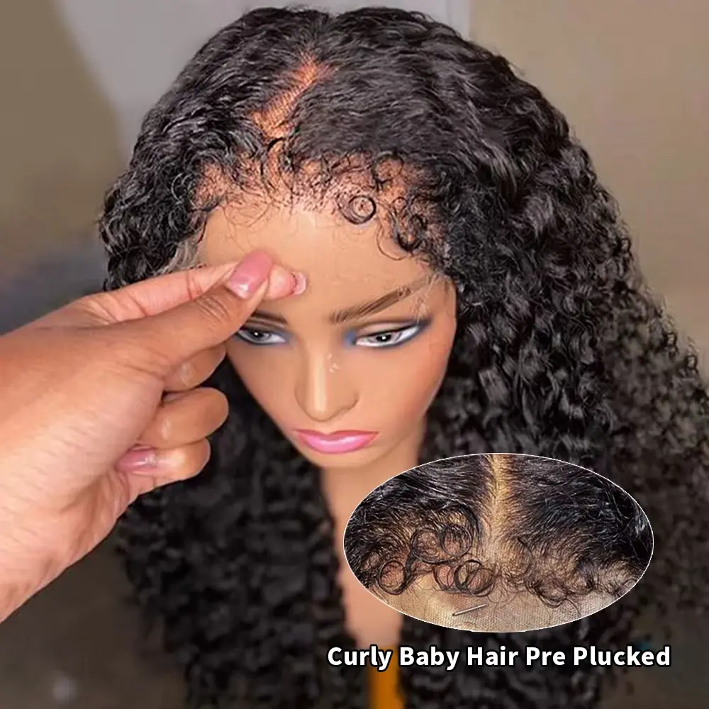 180% Kinky Curly Glueless Wigs Human Hair 4C Edges Afro Curly 13x6 Lace Frontal Wig Pre Cut 7x5 HD Lace Closure Wigs For Women Hd Lacefrontal Wigs