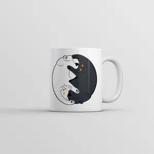 Yin Yang Cats Mug Funny Cat Graphic Novelty Coffee Cup - 11oz Funny Coffee Mugs Ceramic Printed Drinkware Cup