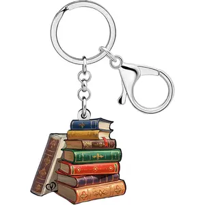 Acrylic Book Keychain Accessories Bookish Gifts for Book Lovers Women Bookworm Reader Girls Kids Backpack Purse Charms