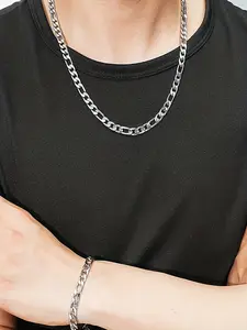 Ferragamo Chain Bracelet Necklace Set, Trendy Hip Hop Men's Jewelry, Non-Fading Fashion Accessories, Perfect for Parties and Travel