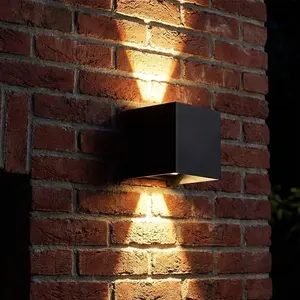 European Outdoor Waterproof Wall Light Ip44 Square Up-Down Lighting, Warm / Light, Garden Path Exterior Lamp