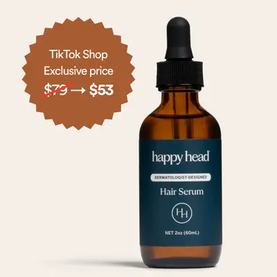 Happy Head Hair Serum with Procapil Biotin, Ashwagandha & Collagen, Leave In Scalp Application Formula for Daily Hair Care Routine at Home, Lightweight Use, 2 Oz Bottle