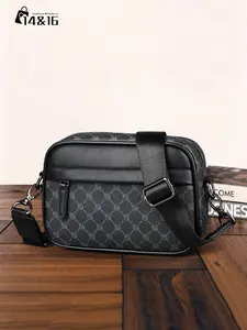 Men's Crossbody Bag Square Geometric Pattern, Casual Single Shoulder Bag for All Seasons, Commuting School Travel Gift, Sling Bag, Stylish Crossbody Bags
