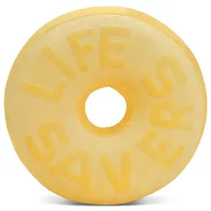 iscream Life Savers Candy Shaped Embossed Fleece Pillow-Yellow Pineapple 11.5"