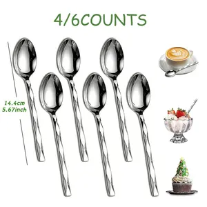 Stylish Diamond-shaped Tea Spoons Set, Stainless Steel Mini Spoon For Espresso/Coffee/Dessert/Ice Cream, Nice Gift, Cafe/Party Supplies