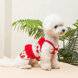 Comfortable Cute Pet Poodle Tank Top with Tulip Print, Small Dog Clothes for Indoor and Travel, Best Choice for Dogs & Cats