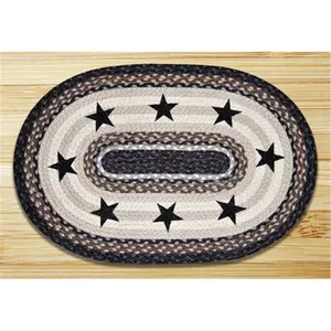 Earth Rugs 88-2745-313BS Oval Patch Rug - Black Stars