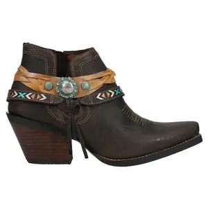 Durango Womens Crush Belted Pull On Square Toe  Casual Boots Ankle Mid Heel 2-3" - Brown