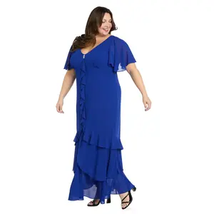 Royal Cascade Ruffle Maxi Dress - Plus