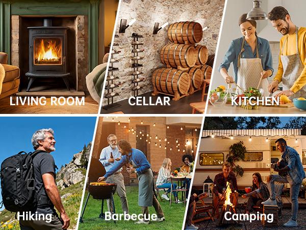 4-in-1 Portable Carbon Monoxide Detector, Audible & Visual Alerts, Magnetic Lanyard, LED Light, 220H Standby, Black