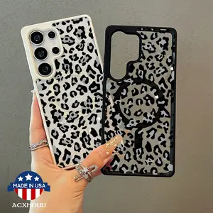 Adorable Case for Samsung S22/23/24/25 plus ultra Black leopard print Compatible, Lightweight, Anti-Fall |   Girly & Chic Style