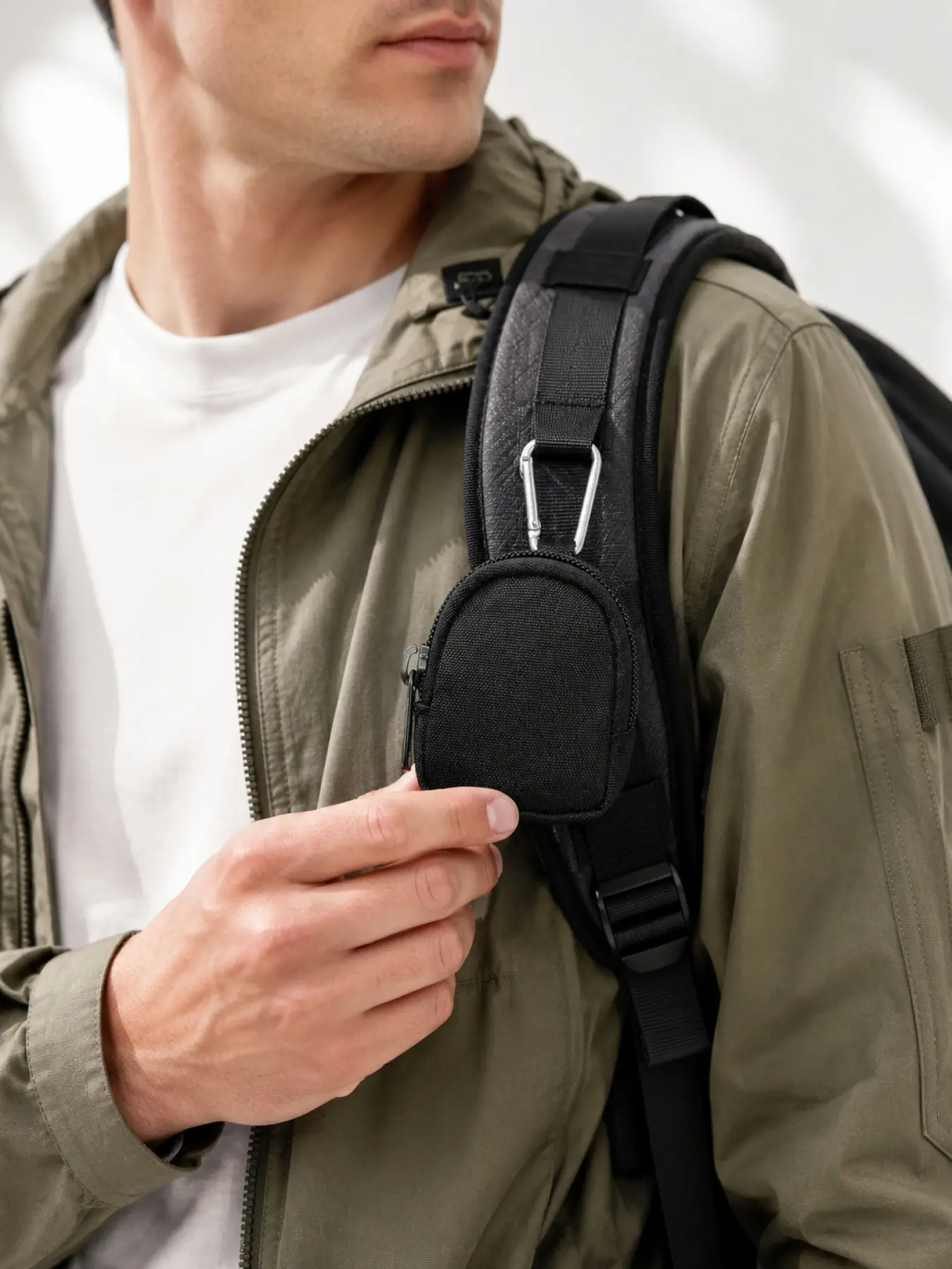 Portable Tactical Keychain Accessories Wallet Mini Zipper Pouch Lightweight Coin Purse Earphone Storage Bag Outdoor EDC Utility Organizer with Carabiner for Backpack Travel Hiking Daily Carry Halloween Gift Christmas Present for Wife Girlfriend Mom