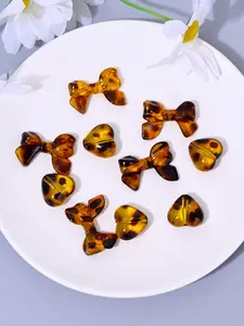 10 Vintage Leopard Print Bow Heart Beads, Perfect for DIY Jewelry Making, Ear Rings, Necklaces, Bracelets, Phone Chains, Daily Accessories